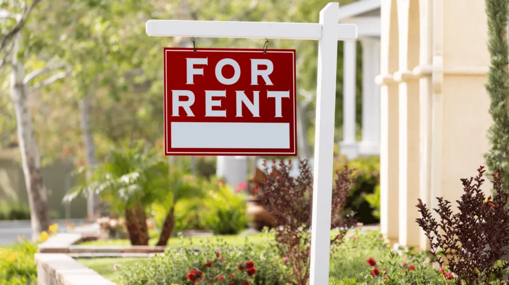 image of a rental property with a sign out font advertising a vacancy
